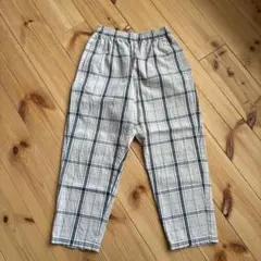 GU ベージュチェックロングパンツ