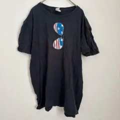 ギルダン 半袖Ｔシャツ クルーネック プリント 黒 綿 通学