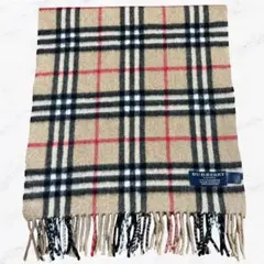 定番★バーバリー 100%カシミヤ マフラー ベージュ×ノバチェック イギリス