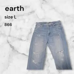 earth music&ecology ストレートデニム ダメージ加工 L古着のサムネイル