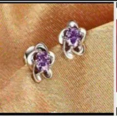 ❶❶j←←←m18-9　シルバー925刻印/ＣＺアメジストフラワーピアス