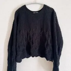 ZARA メッシュ編みクロップド丈ニットトップス
