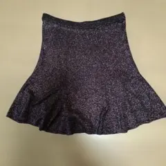 Betsey Johnson フレアスカート Sラメ ダークパープル