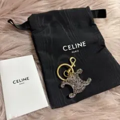 CELINE セリーヌ トリオンフ キーホルダー チャーム ブラック エナメル