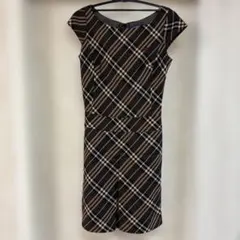 バーバリーブルーラベル　チェック柄 半袖ミニワンピース　サイズ38