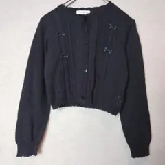黒いリボン付きクロップドカーディガン　130cm