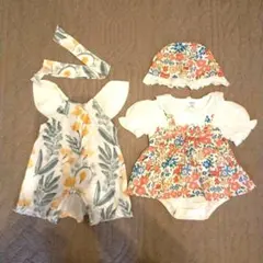 ベビー服60センチ　セット（ドレス・トップス・帽子・ヘアバンド）花柄