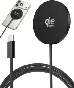 25W　急速充電 マグネット式 ワイヤレス　充電器 超薄型 MagSafe対応のサムネイル