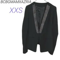 BCBGMAMXAZRIAビジューノーカラーブラックジャケット
