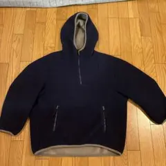 ネイビー フリースジャケット フード付き
