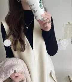 【新品未使用】上品リラクシーSTYLE。ポケット付Vネックワンピース