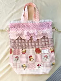 マーガレット&ソフィー　フリルリボン　お着替え袋　大きめ