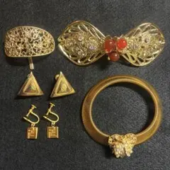 ポニーフック アームバンド バレッタ イヤリング 5点セット ゴールドトーン