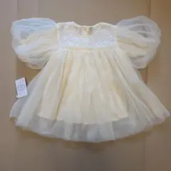 【新品未使用】フラワー刺繍チュールベビードレス