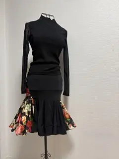 社交ダンス レッスンウェア ラテンスカート 練習着 花柄
