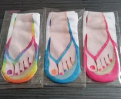 ビーチサンダルデザイン ショートソックス 3足セット