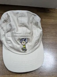 スヌーピーキャラクター刺繍 ベージュキャップ