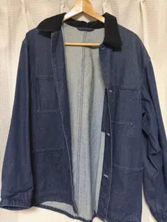 ダークブルーデニムジャケット コーデュロイ襟