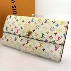 正規品 ルイヴィトン サラ マルチカラー 折り財布 総柄 pvc レザー ボタン