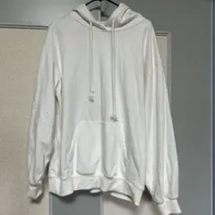 ホワイト フード付き オーバーサイズパーカー