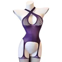 セクシー　コスプレ衣装　紫　ボディストッキング　タイツ