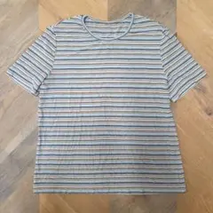 13号 leilian マルチボーダー クルーネック 半袖Tシャツ y74のサムネイル