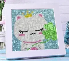 ダイヤモンドアート フレーム付き　猫ねこ　制作キット　ラインアート　ビーズ　工作