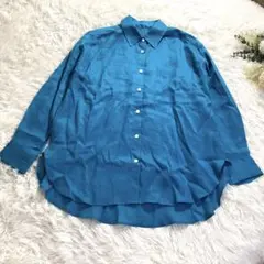 美品 ロペ ROPE リネンシャツ 麻100% スカイブルー 青 F 日本製のサムネイル