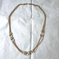 ネックレス　チェーン　ビーズ　ゴールド系