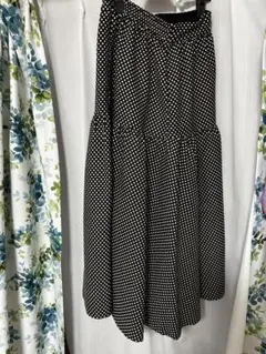 ドット柄フレアロングスカート
