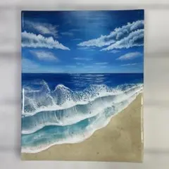 ハワイ 海 夕日 アート ヤシの木 風景画 アクリル絵の具 南国 絵画