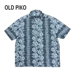 90s OLD PIKO プルオーバー アロハシャツ ハイビスカス ブラック Mのサムネイル