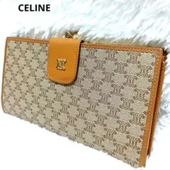 極美品　セリーヌ　長財布　折り財布　キャンバス　がまぐち　マカダム　トリオンフ