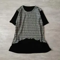 80s 昭和レトロ レトロモダン 半袖チュニック レイヤード風 韓国製のサムネイル