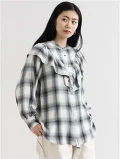 PHEENY 完売品 Rayon ombre check frill shirtのサムネイル