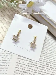1937星キラキラスターピアス　イヤリング　ハンドメイド⭐︎ジルコニア　ゴールド