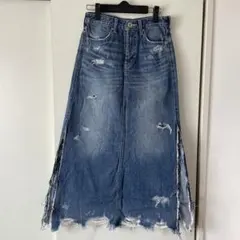 GYDAデニム ダメージ加工 ロングスカート