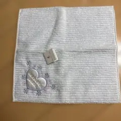 PRIVATE LABEL タオルハンカチ ハート刺繍 ブルーのサムネイル