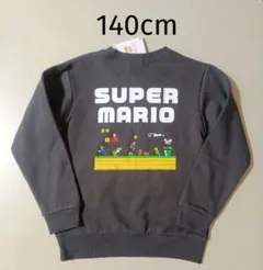 新品 スーパーマリオ 長袖 トレーナー 140cm 濃グレー トップス