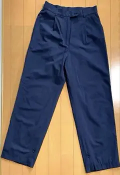 Mila Owen ネイビー タック入りストレートパンツ S きれいめ ボタン裾