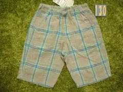 130 新品 FO KIDS エフオーキッズ ガーゼ素材 チェック 5分 パンツ