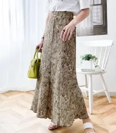 クラシカルエルフ　ロングスカート　M ランダムプリーツマーメイドスカート　楊柳