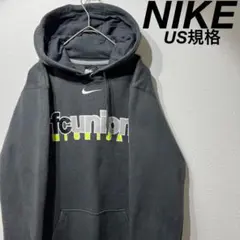 【US規格】希少 NIKE 胸ロゴ プリント スウェット パーカー グレー S