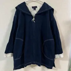 デニムアンドカンパニー セーラーカラー ビッグサイズ 無地 1X 紺 ゆるだぼのサムネイル