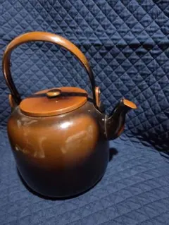 黒色陶器製茶釜 竹製ハンドル - メルカリ