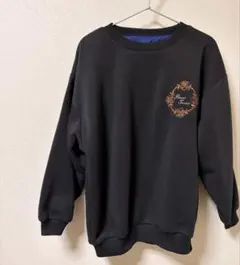 可愛いかっこいいイカしてる長袖トレーナー刺繍入りブラックパープル　リバーシブル