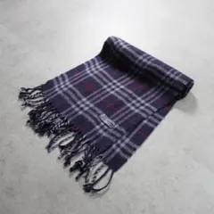Burberrysバーバリー ノバチェックマフラー ネイビーウールイングランド製