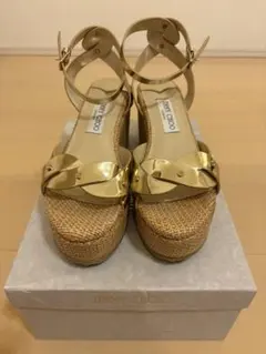 ★JIMMY CHOO★ゴールドウェッジサンダル