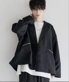 【LILL】ルーズシルエットワイドアームジャガードテーラードジャケット　Lサイズ