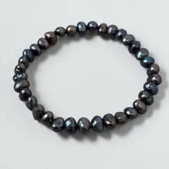 淡水パール ブレスレット バロックパール ブラック 約20cm 6.2mm